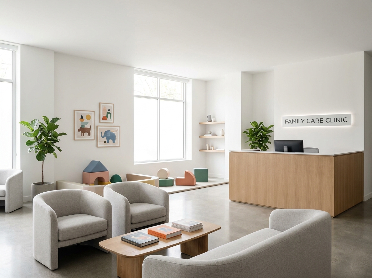 Modern and clean family care clinic interior